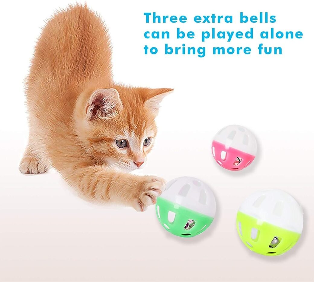 Christmas Cat Toy Roller 3-Level Turntable Cat Toy Balls with Six Colorful Balls - Image 4