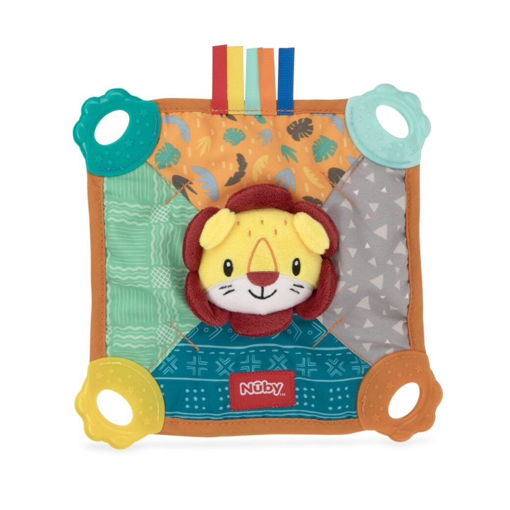 Nuby Plush Teether Teething Blankie, Lion